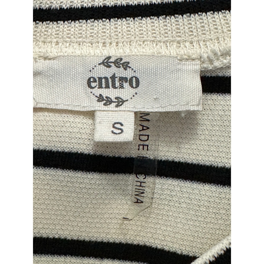 Entro Womens Striped Mixed Media Denim Mini Dress Ruffle Sleeve Blue Cream Small - Picture 5 of 7